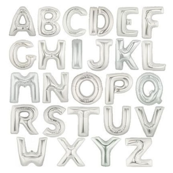 Palloncini Forma di Lettere argento mylar maxi 100cm