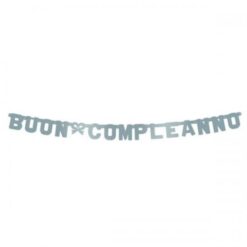 Festone buon compleanno fiocco argento ilpianetadelparty