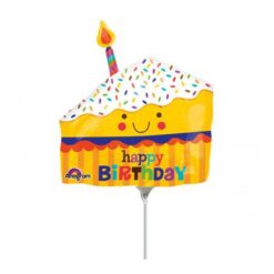 Palloncino buon compleanno fetta di torta minishape ilpianetadelparty