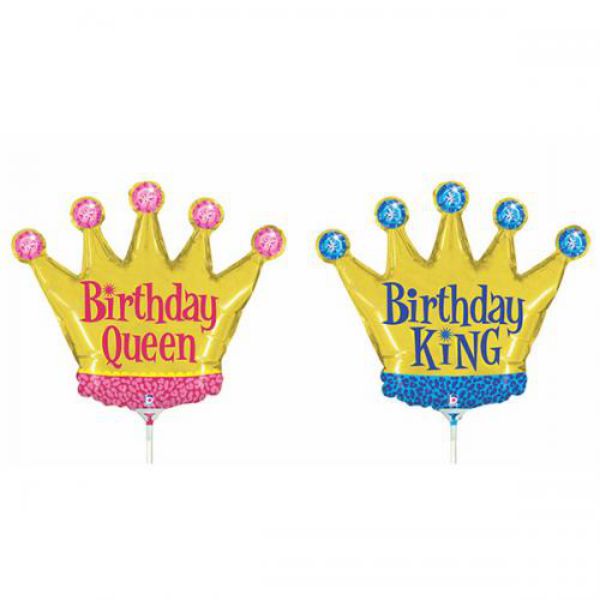 Palloncino corona birthday queen king rosa azzurro mylar
