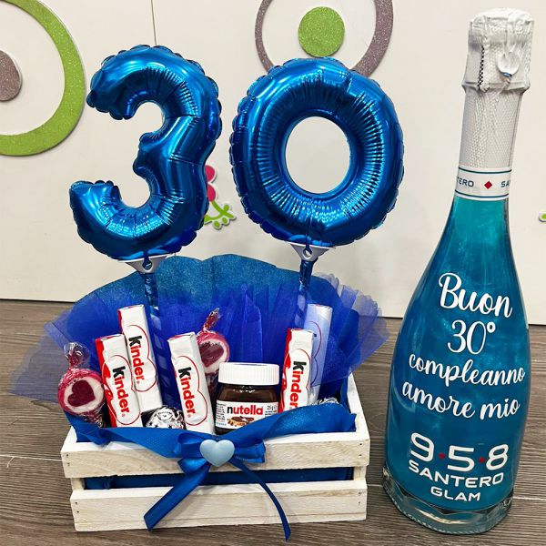 bottiglia santero glitterata azzurro personalizzata